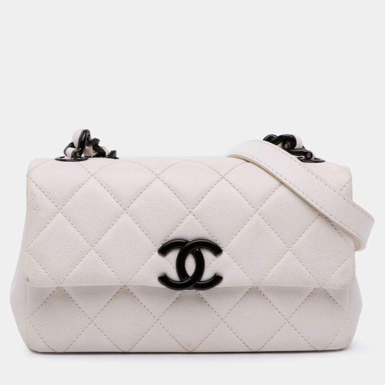 Pre Owned Chanel White Small Quilted Caviar My Everything Flap