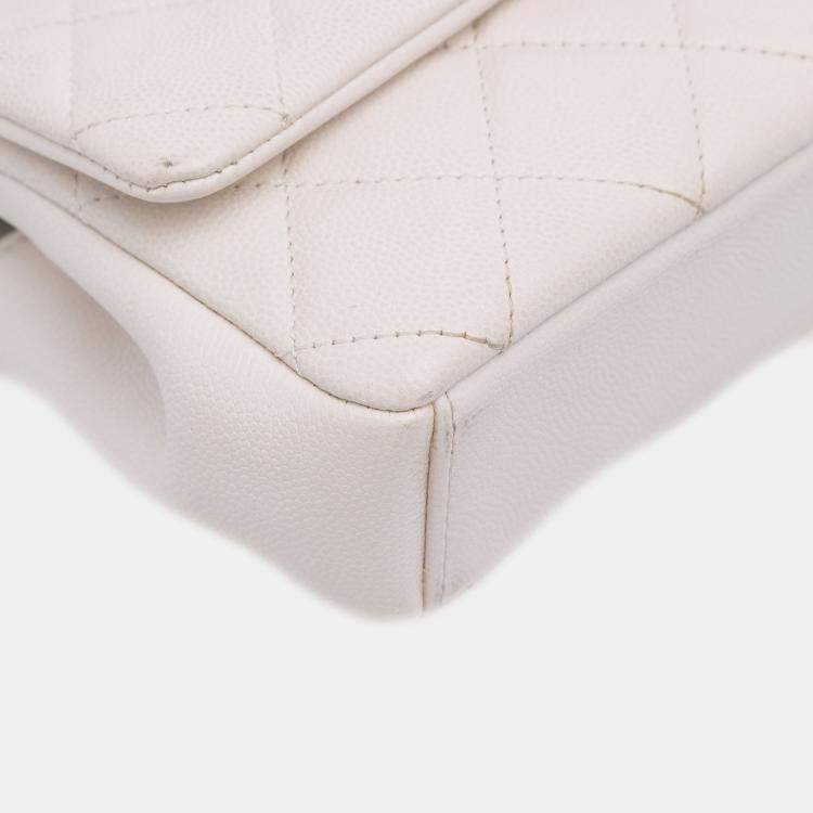 Pre Owned Chanel White Small Quilted Caviar My Everything Flap