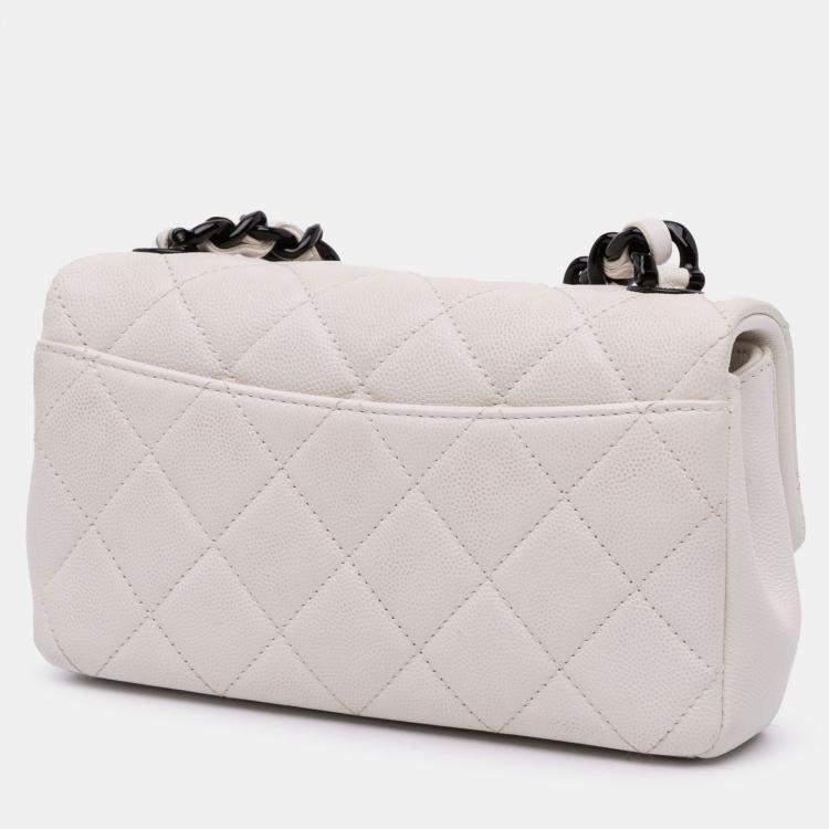 Pre Owned Chanel White Small Quilted Caviar My Everything Flap