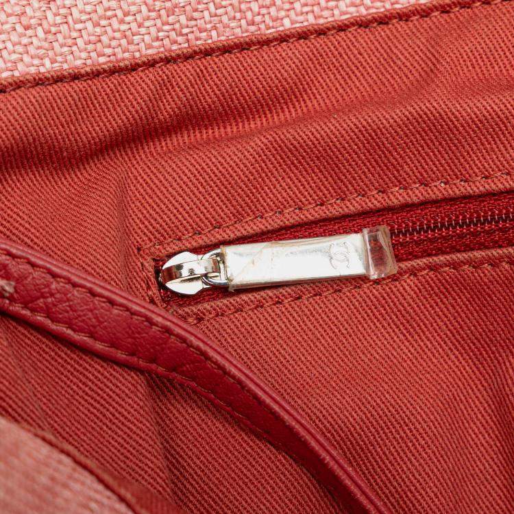 Pre Owned Chanel Pink Medium Canvas Deauville Satchel
