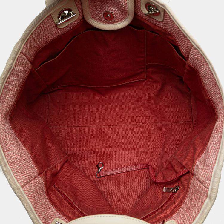 Pre Owned Chanel Pink Medium Canvas Deauville Satchel