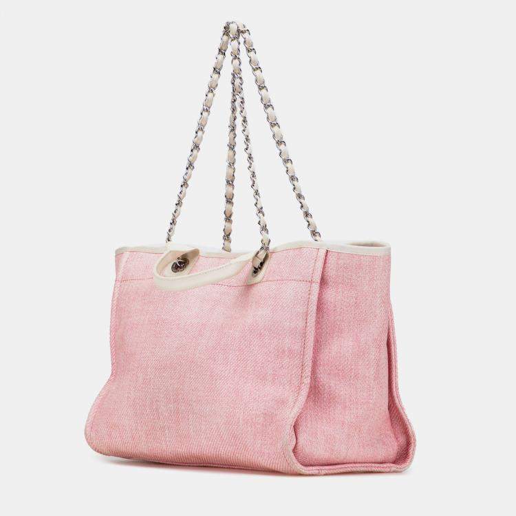 Pre Owned Chanel Pink Medium Canvas Deauville Satchel