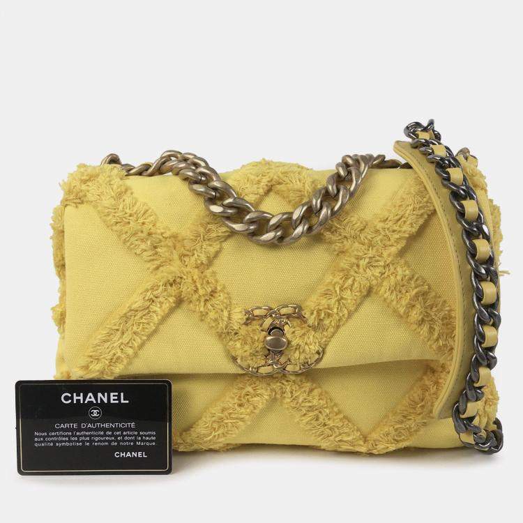 Pre Owned Chanel Yellow Medium Canvas 19 Flap