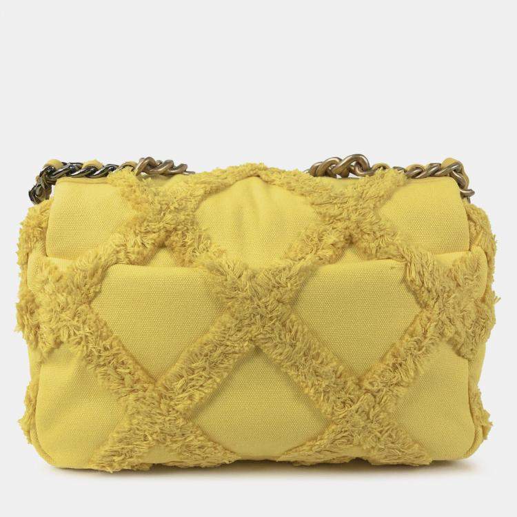 Pre Owned Chanel Yellow Medium Canvas 19 Flap