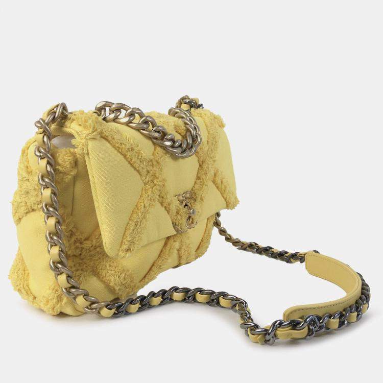 Pre Owned Chanel Yellow Medium Canvas 19 Flap