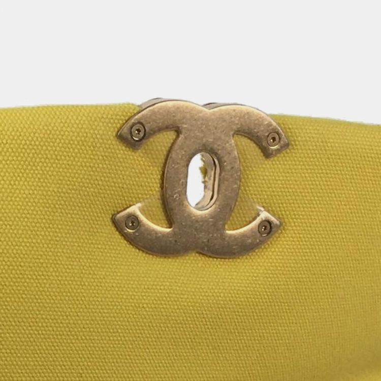 Pre Owned Chanel Yellow Medium Canvas 19 Flap