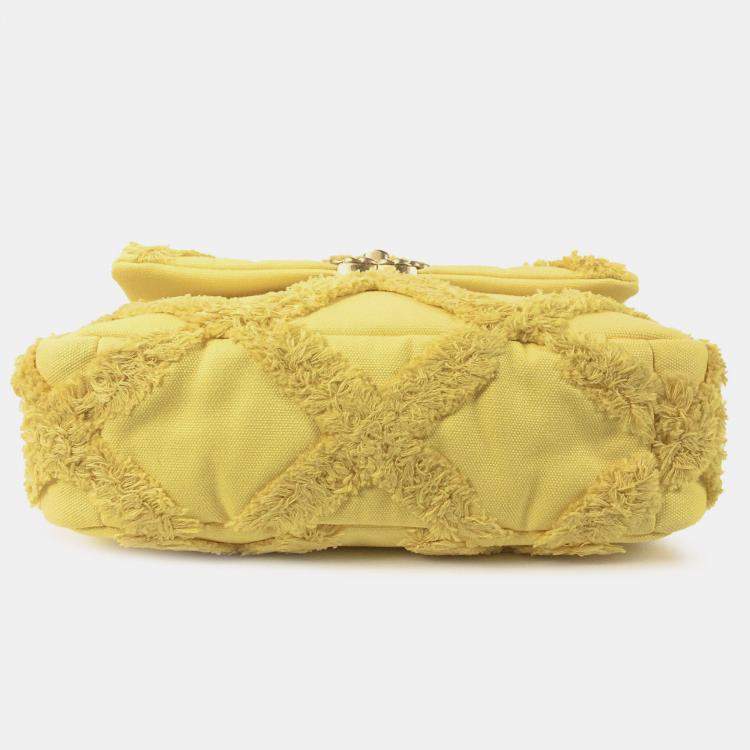 Pre Owned Chanel Yellow Medium Canvas 19 Flap