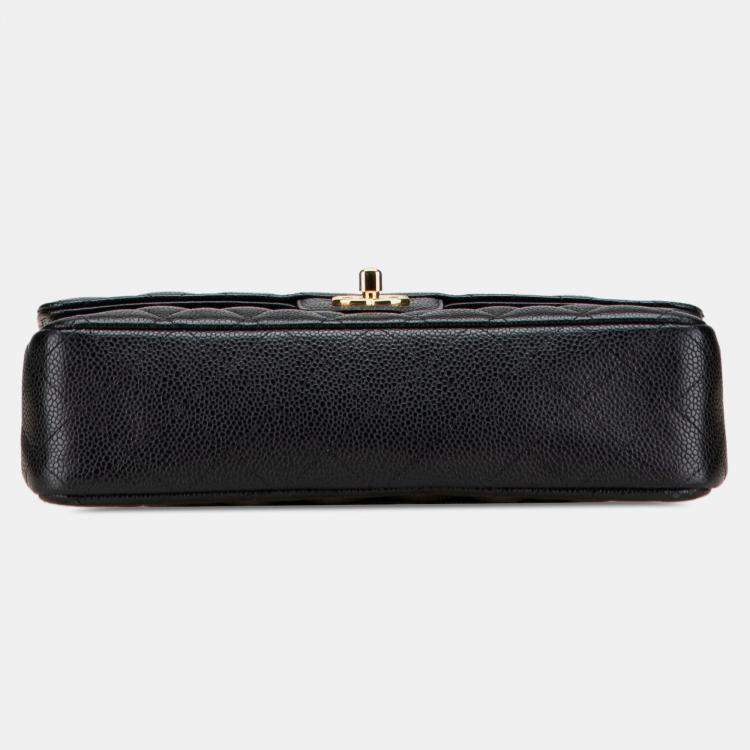 Pre Owned Chanel Black Medium Classic Caviar Double Flap
