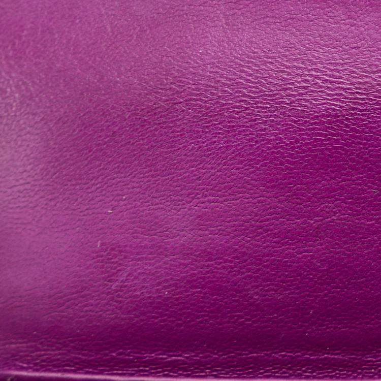 Pre Owned Chanel Purple Camellia Wallet On Chain
