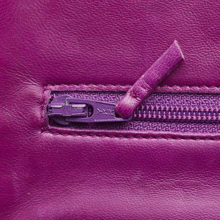 Pre Owned Chanel Purple Camellia Wallet On Chain