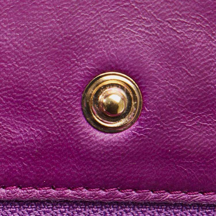 Pre Owned Chanel Purple Camellia Wallet On Chain