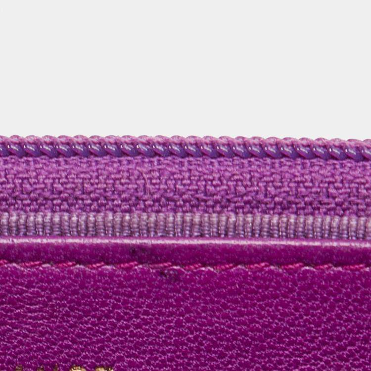 Pre Owned Chanel Purple Camellia Wallet On Chain
