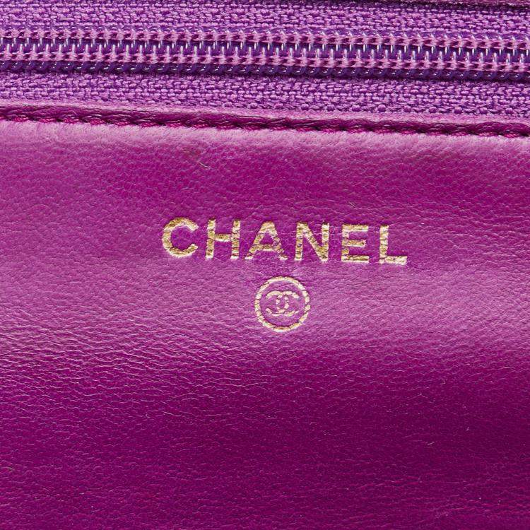 Pre Owned Chanel Purple Camellia Wallet On Chain