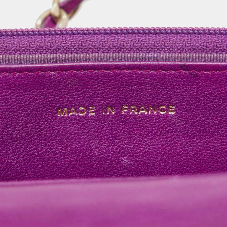 Pre Owned Chanel Purple Camellia Wallet On Chain