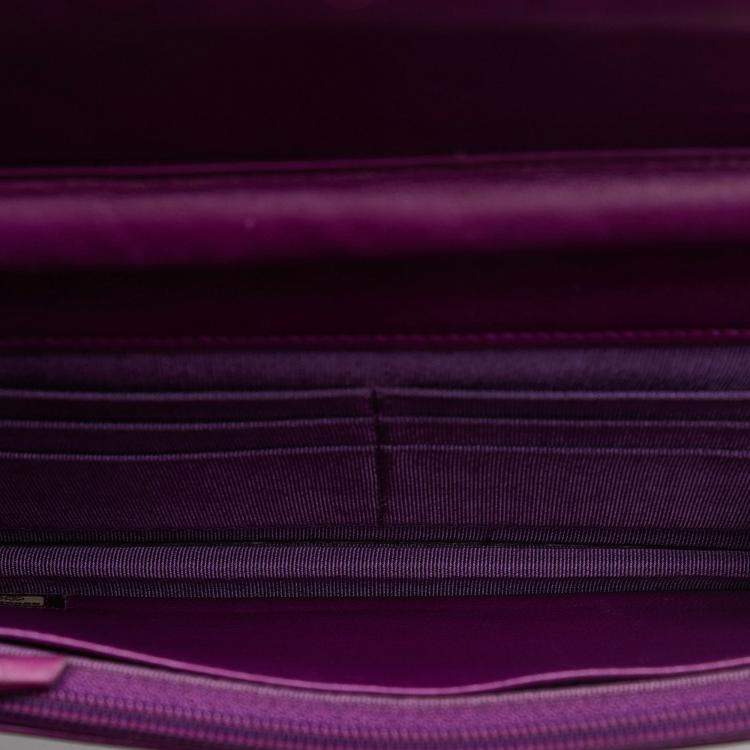 Pre Owned Chanel Purple Camellia Wallet On Chain