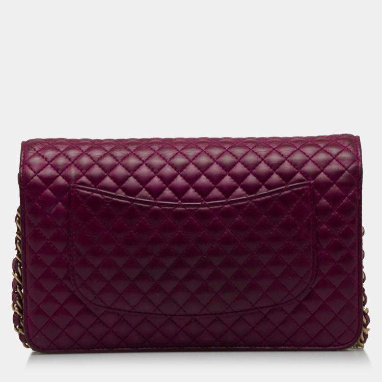 Pre Owned Chanel Purple Camellia Wallet On Chain