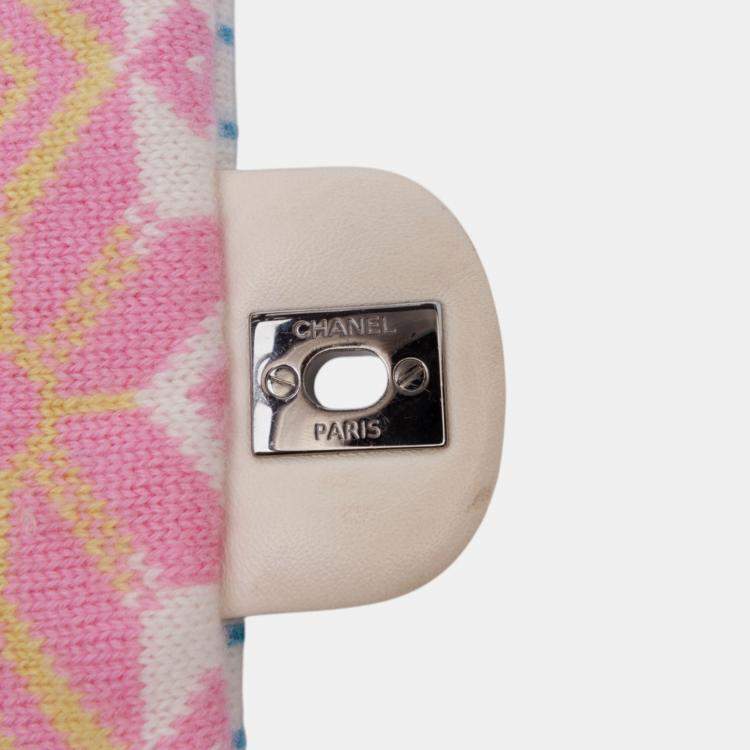 Pre Owned Chanel Multicolor Medium Classic Multicolor Cashmere Knit Single Flap