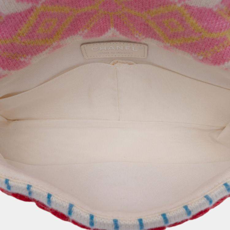 Pre Owned Chanel Multicolor Medium Classic Multicolor Cashmere Knit Single Flap