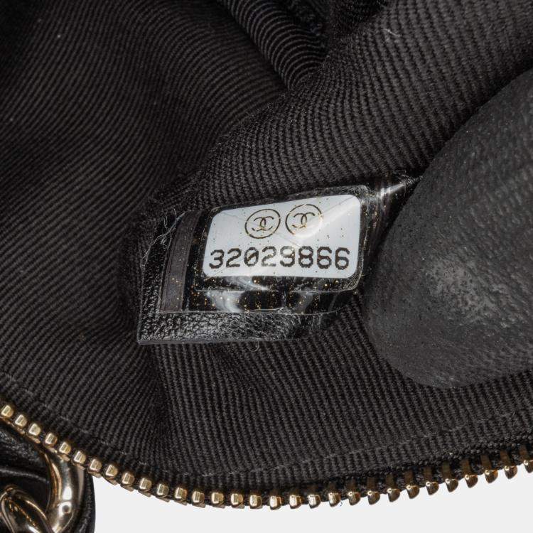 Pre Owned Chanel Black Quilted Lambskin Cube Chain Wristlet Case
