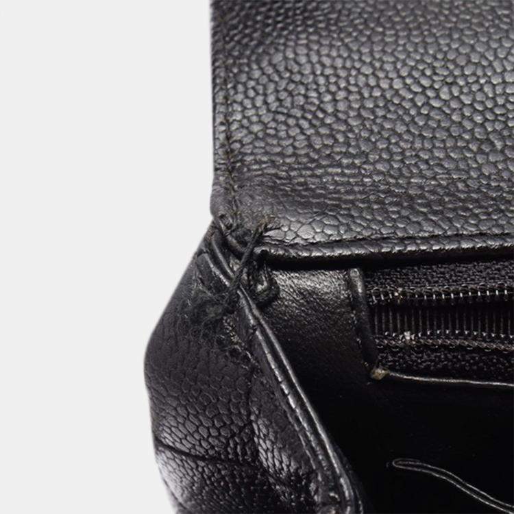 Pre Owned Chanel Black CC Quilted Caviar Kelly Top Handle Bag