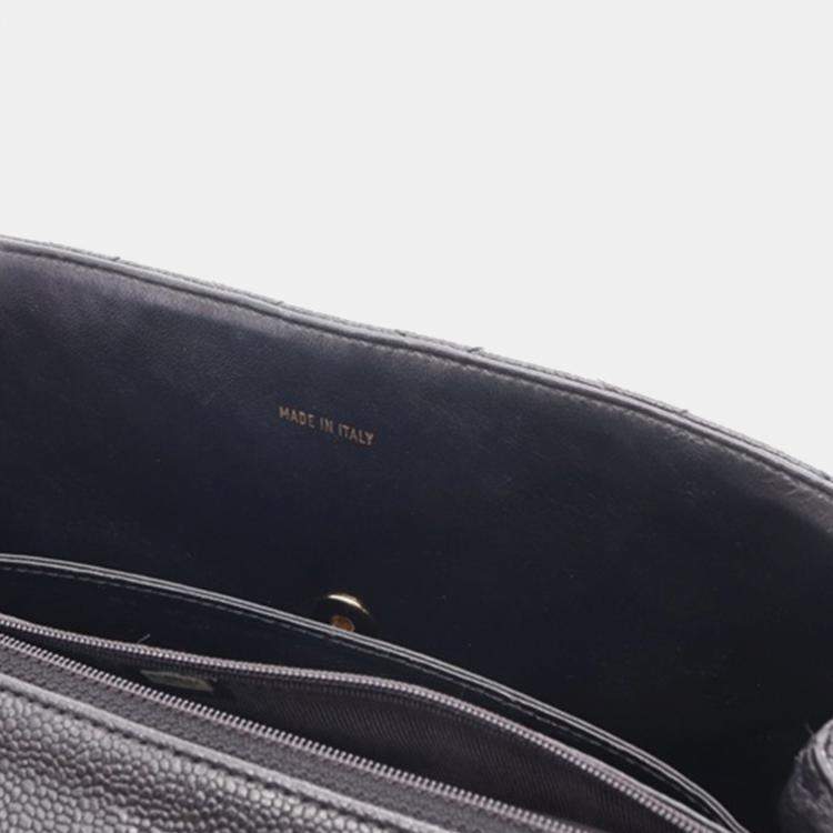 Pre Owned Chanel Black CC Quilted Caviar Kelly Top Handle Bag