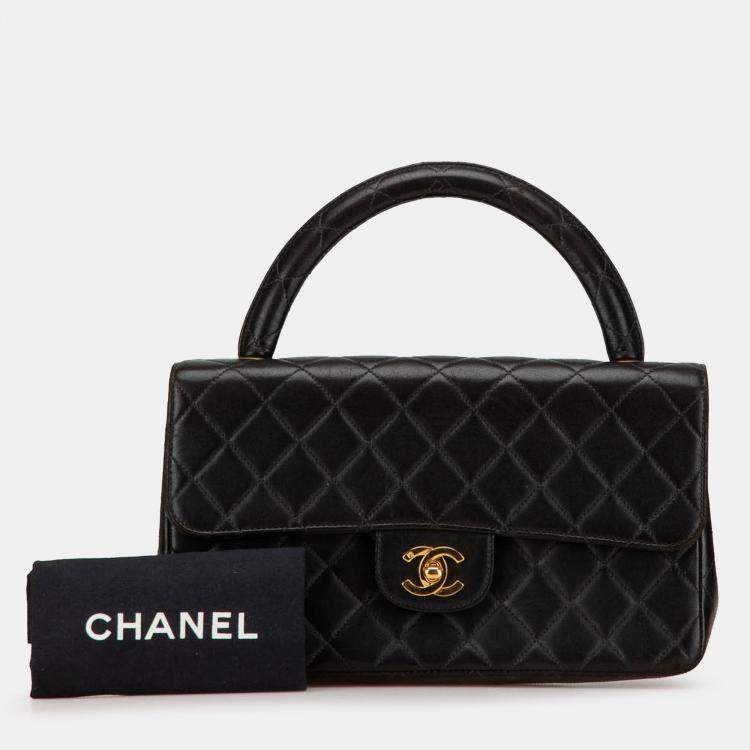 Pre Owned Chanel Black Medium Classic Lambskin Kelly Flap