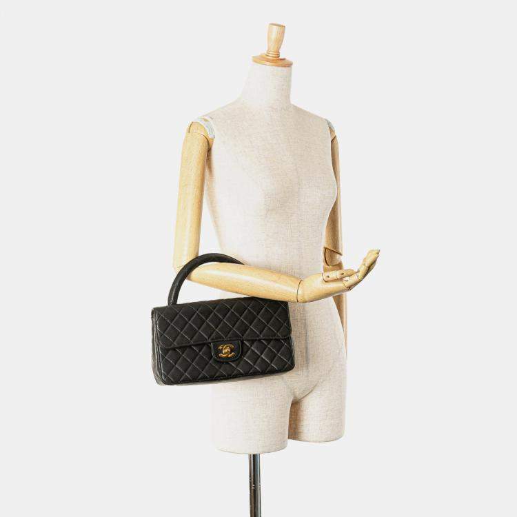 Pre Owned Chanel Black Medium Classic Lambskin Kelly Flap
