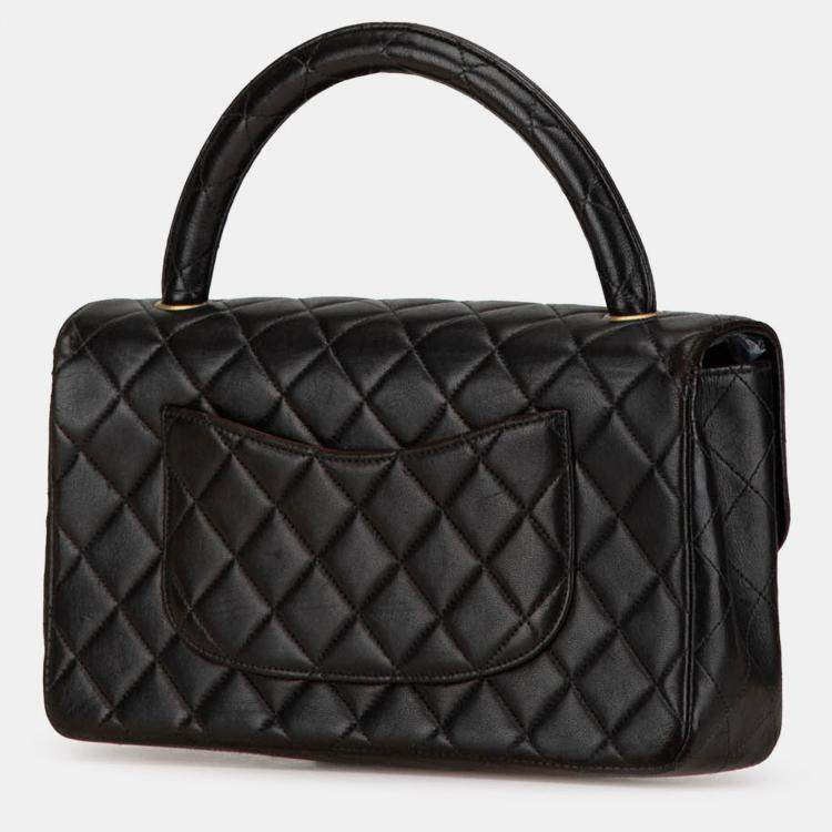 Pre Owned Chanel Black Medium Classic Lambskin Kelly Flap