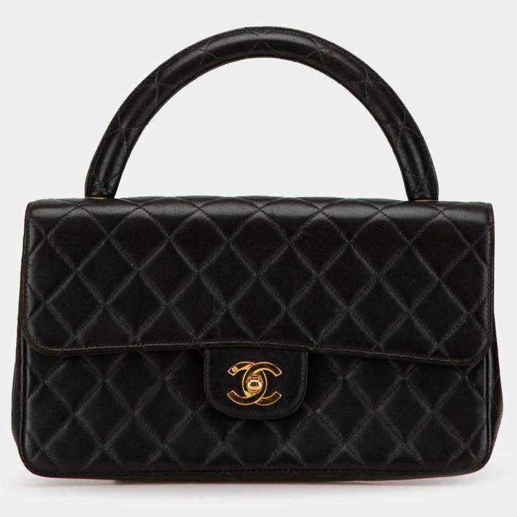 Pre Owned Chanel Black Medium Classic Lambskin Kelly Flap