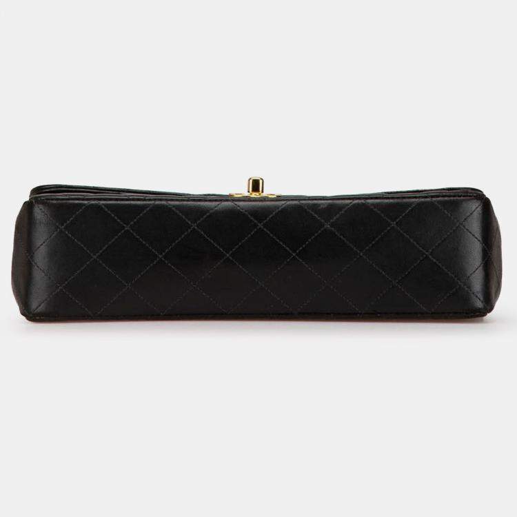 Pre Owned Chanel Black Medium Classic Lambskin Kelly Flap