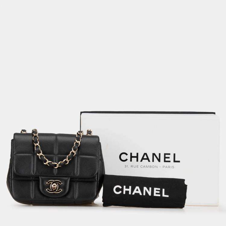 Pre Owned Chanel Black Mini Square Lambskin Resin Crystal Monacoco Flap