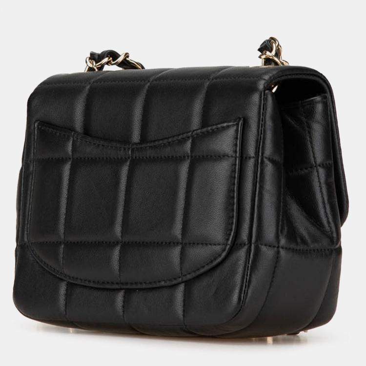 Pre Owned Chanel Black Mini Square Lambskin Resin Crystal Monacoco Flap