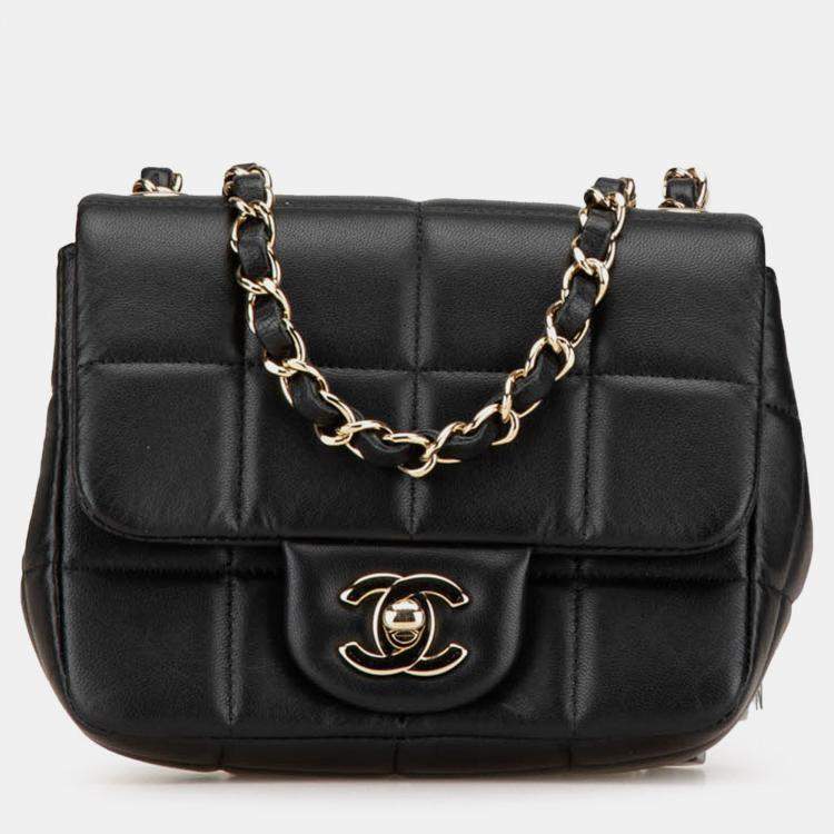 Pre Owned Chanel Black Mini Square Lambskin Resin Crystal Monacoco Flap