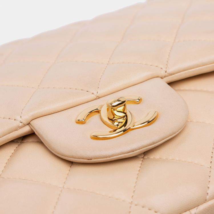 Pre Owned Chanel Brown Jumbo Classic Lambskin Double Flap