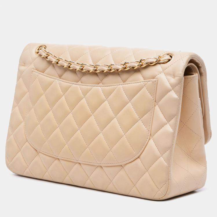 Pre Owned Chanel Brown Jumbo Classic Lambskin Double Flap