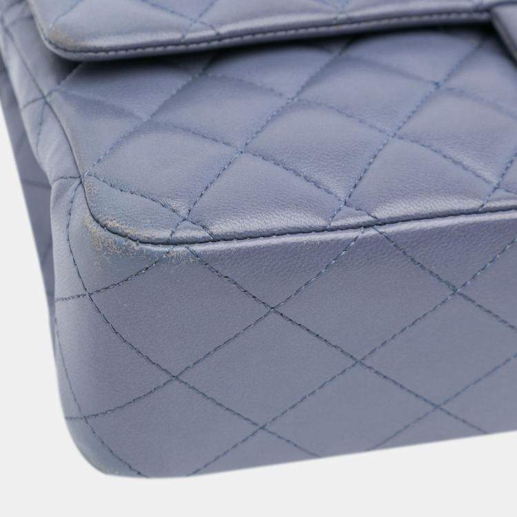 Pre Owned Chanel Purple Medium Classic Lambskin Double Flap