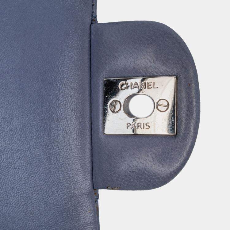 Pre Owned Chanel Purple Medium Classic Lambskin Double Flap