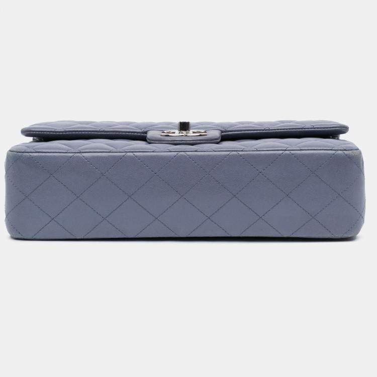 Pre Owned Chanel Purple Medium Classic Lambskin Double Flap