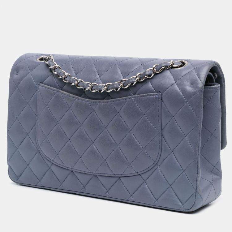 Pre Owned Chanel Purple Medium Classic Lambskin Double Flap