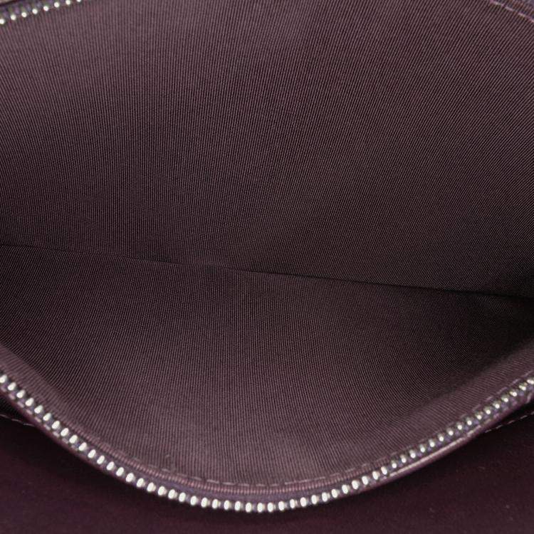 Pre Owned Chanel Purple CC Quilted Lambskin Double Zip Clutch