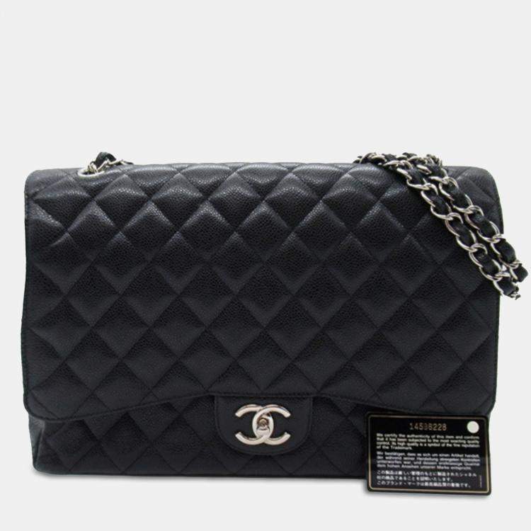 Pre Owned Chanel Black Maxi Classic Caviar Double Flap