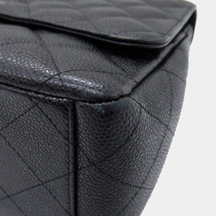 Pre Owned Chanel Black Maxi Classic Caviar Double Flap