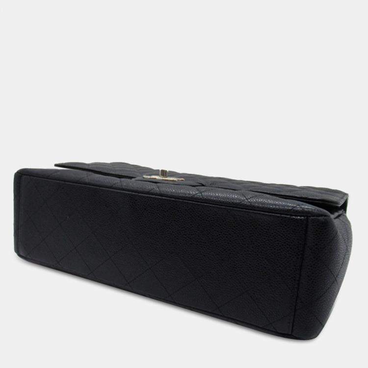 Pre Owned Chanel Black Maxi Classic Caviar Double Flap
