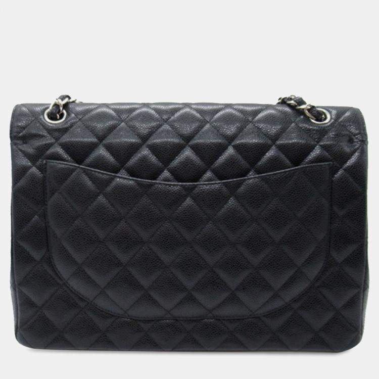 Pre Owned Chanel Black Maxi Classic Caviar Double Flap