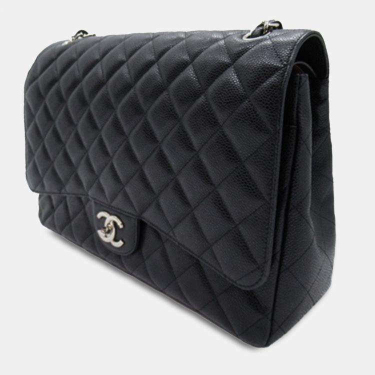Pre Owned Chanel Black Maxi Classic Caviar Double Flap