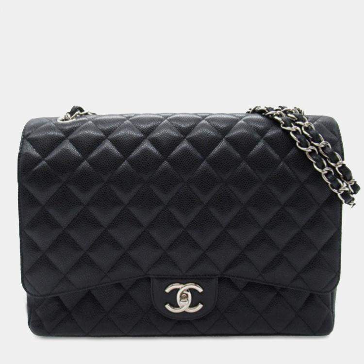 Pre Owned Chanel Black Maxi Classic Caviar Double Flap