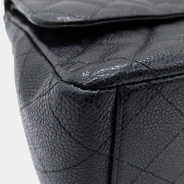 Pre Owned Chanel Black Maxi Classic Caviar Double Flap