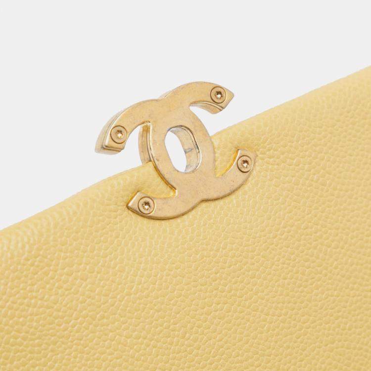 Pre Owned Chanel Yellow Small Quilted Caviar Chain Melody Flap