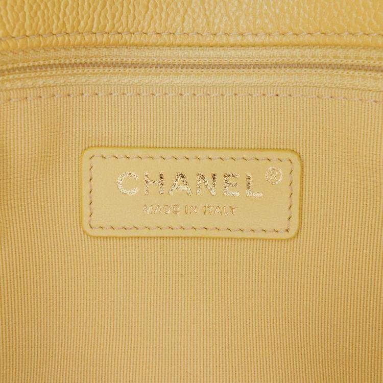 Pre Owned Chanel Yellow Small Quilted Caviar Chain Melody Flap
