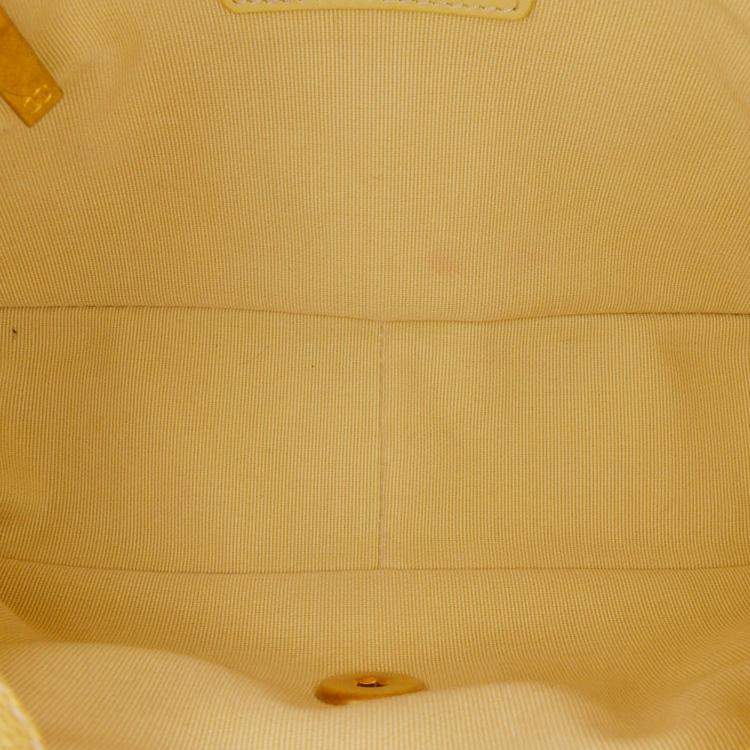 Pre Owned Chanel Yellow Small Quilted Caviar Chain Melody Flap